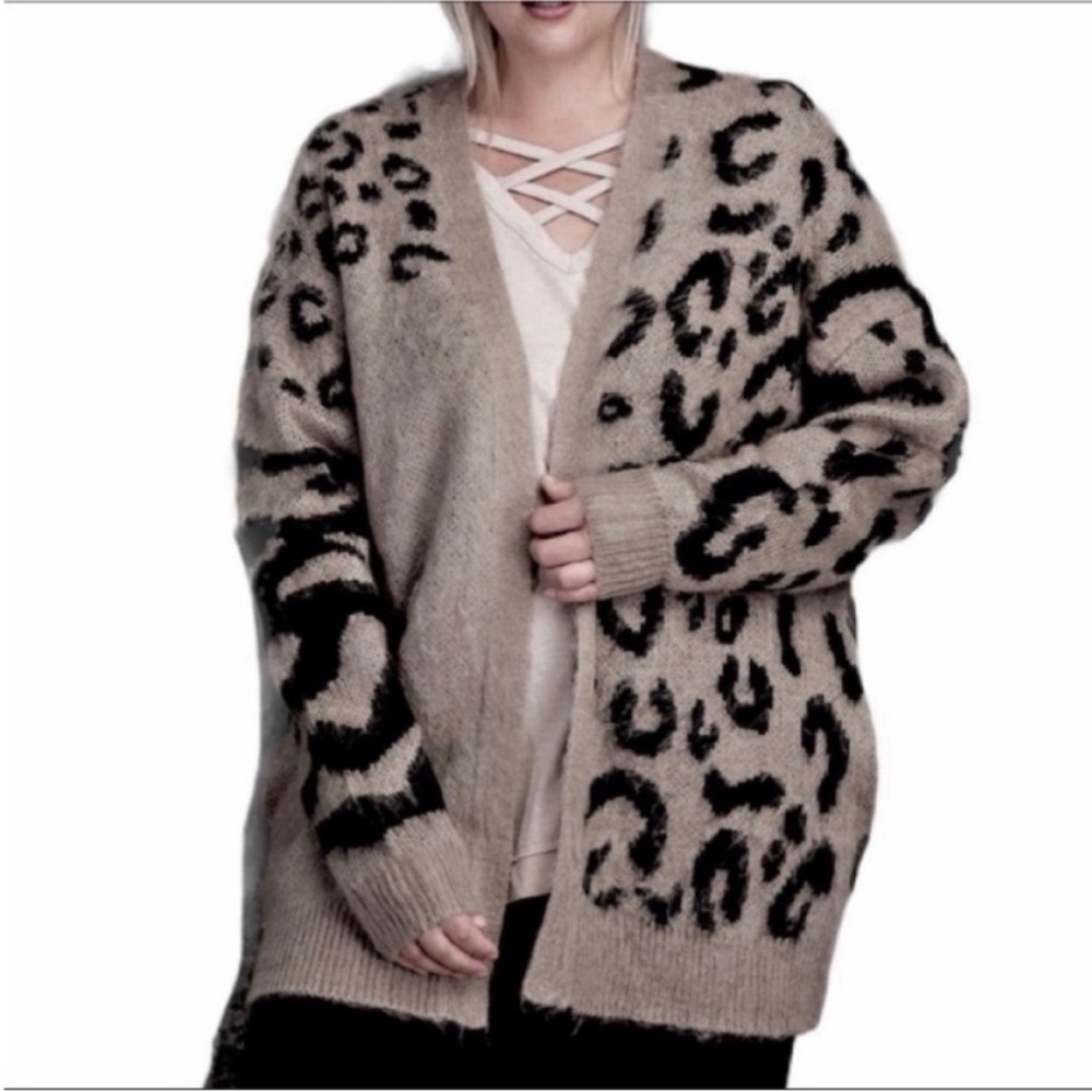 EASEL Animal mohair knitted cardigan sweater 3X